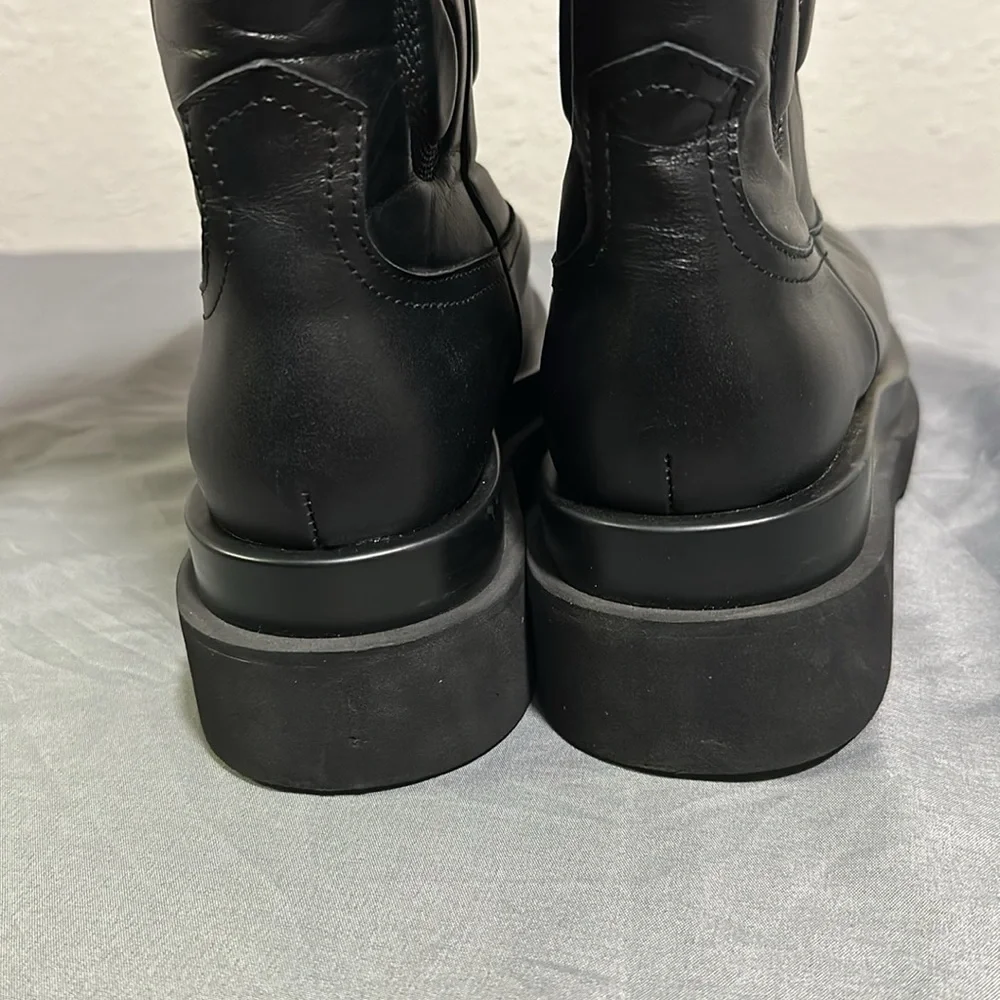 Jeffrey Campbell Black Over-the-Knee Embossed Leather Boots